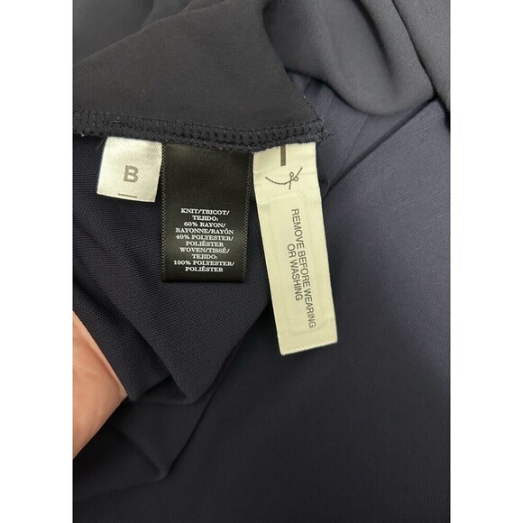 Ann Taylor M Navy Pleated Blouse Long Sleeve Keyhole Neck Career Office Work Top - Picture 11 of 13